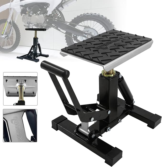 POLARBEAR Dirt Bike Stand Hydraulic Jack Vertical Lift CNC, for Dirt Bike/ATV/ADV/Rally Maintenance, Motorcycle Dirtbike Engine Stand with 1200Lbs Capacity(Silver)