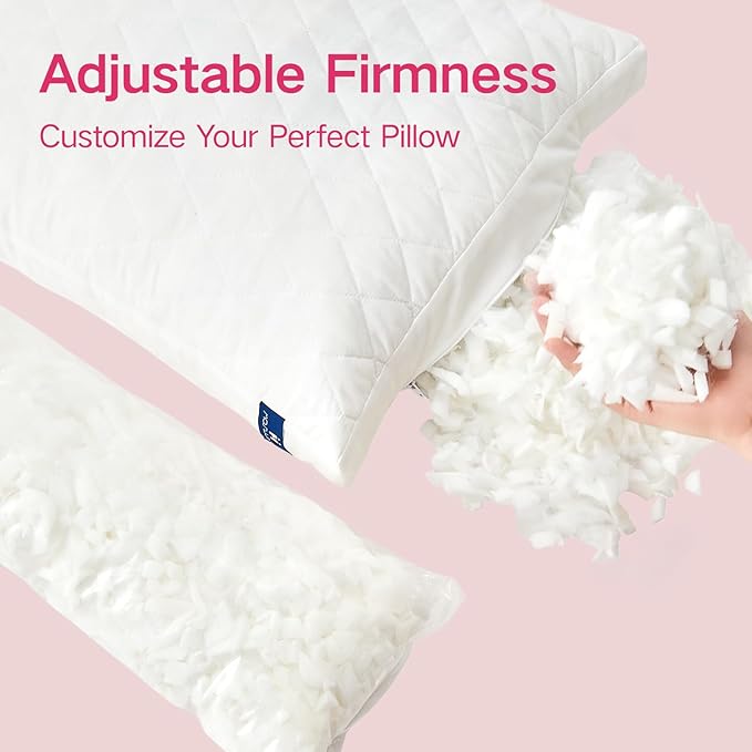 Memory Foam Pillows Queen Size Set of 2，Adjustable Bed Pillow with Gusseted for Sleeping，Medium Firm Pillows 2 Pack for Side, Back or Stomach Sleepers (20 x 30 in, White)