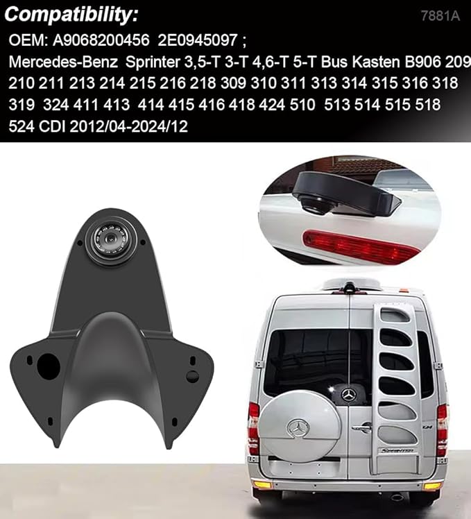 3rd Brake Light Reverse Camera Brake lamp Rear View Back up Camera Replacement for VW Crafter T5 Benz Sprinter vito Viano Citroen Dacia Ford Hyundai Mitsubishi Nissan Seat Skoda