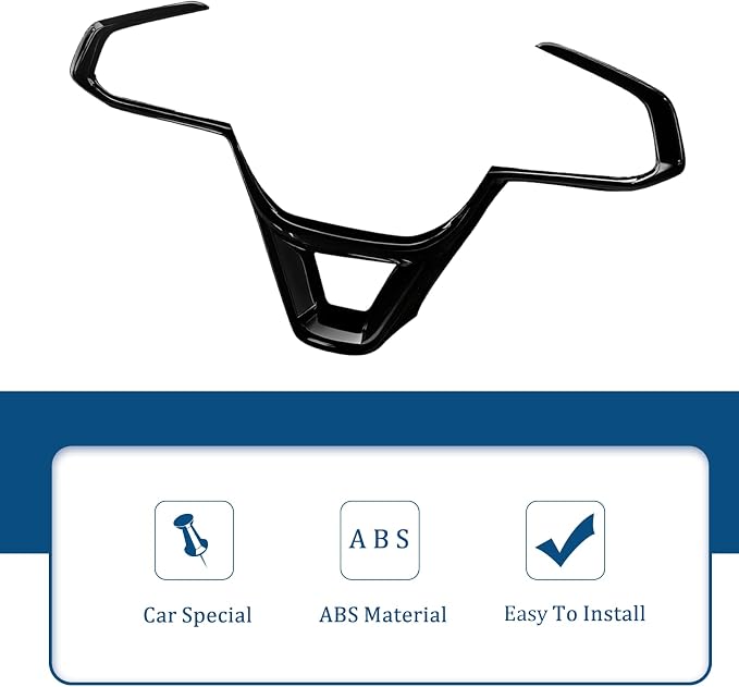 Interior Steering Wheel Center Cover Frame Trim Anti Scratch Glossy Black ABS Protective Decorative Accessories Kit for Chevrolet Trailblazer 2024 2025 2026/TRAX 2023-2025