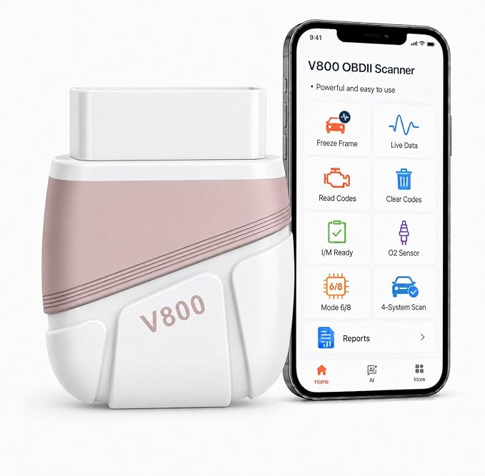 OBD2 Scanner,Portable Bluetooth Car Diagnostic Tool for OBDII Cars,Fast 4-System Scan, Auto VIN for 10K+ Vehicles, Live Data, 200K+ DTC Lookup, I/M Readiness, for Emissions & Repairs