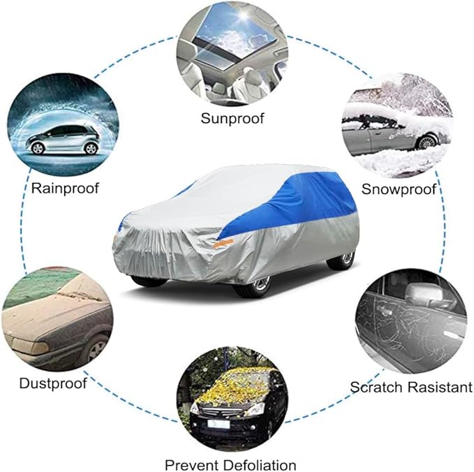 GUNHYI SUV Car Cover Waterproof All Weather for Automobiles, Outdoor Full Car Cover Snowproof Windproof UV Protection, Universal Fit for SUV. (Fit SUV Length 191-201 inch, Silver)
