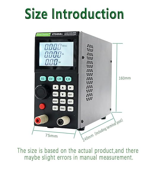 East Tester ET5407A+ DC Electronic Load 200W 120V/20A 180V/30A CC/CV/CR/CP | Battery & power supply testing; R&D labs & production QC; PC software control; high accuracy stability; multi protection