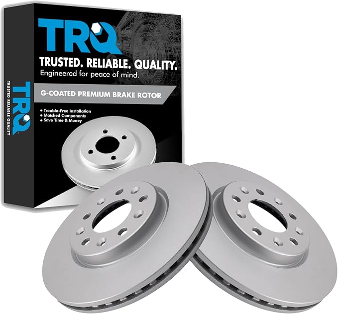 TRQ Front Brake Rotor Set Coated Compatible with 2016-2024 Chevrolet Malibu 2018-2021 Chevrolet Equinox with 300mm Diameter Front Rotors 2018-2021 GMC Terrain 300mm Diameter Rotors