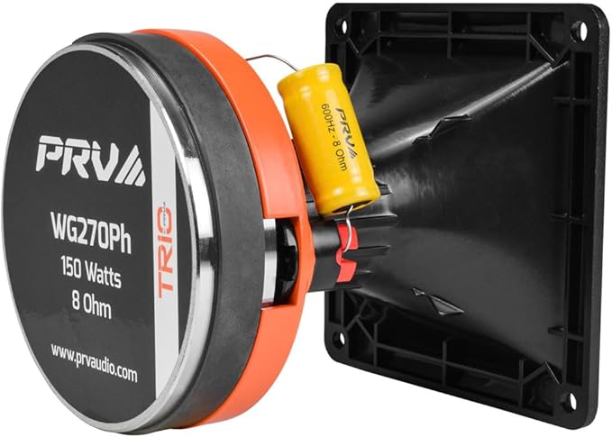 PRV AUDIO WG270Ph Horn Driver - 1" Exit Phenolic Compression Driver 150 Watts 8 Ohm 106.5 dB with Compact 60° x 60° Exponential Horn for Car Audio