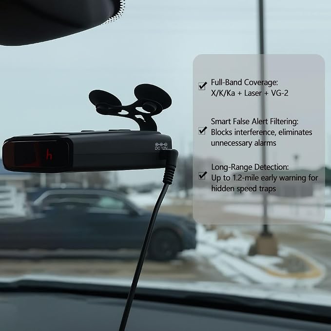 KARADAR S360 Radar Detector X/K/Ka Band Detection Low False Alert with City/Highway Mode LaserEye Front Rear Detection for car FCC Certified for North America