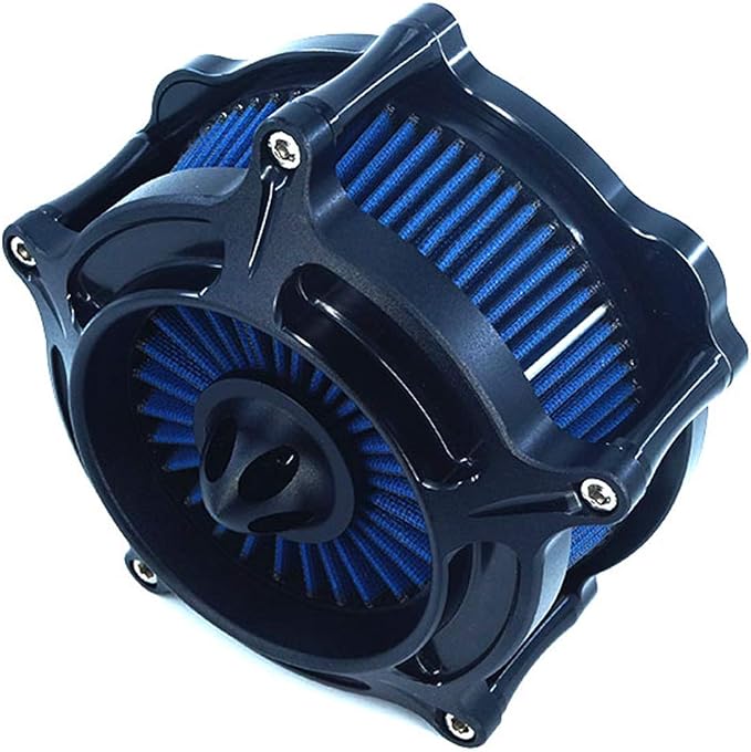 Motorcycle Turbine Air Cleaner Intake Filter Cnc Cut Kit Black for Harley Sportster XL 883 XL 1200 2007-2018 Fitment A (Blue)