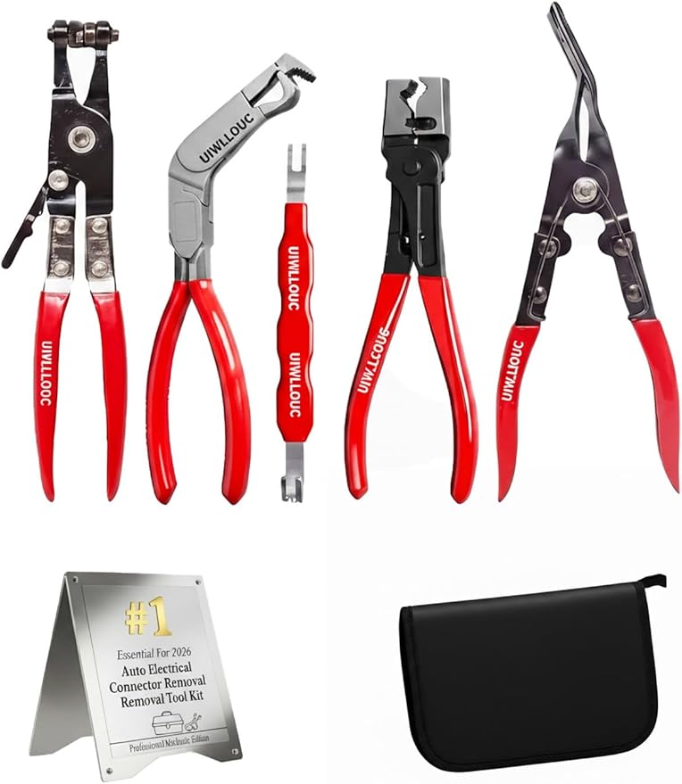 5-Piece Automotive Electrical Disconnect Pliers Kit, Terminal Connector Separator Removal Tool, Trim Clip Hose Clamp Plug Release Car Specialty, Professional Car Trim Repair Kits