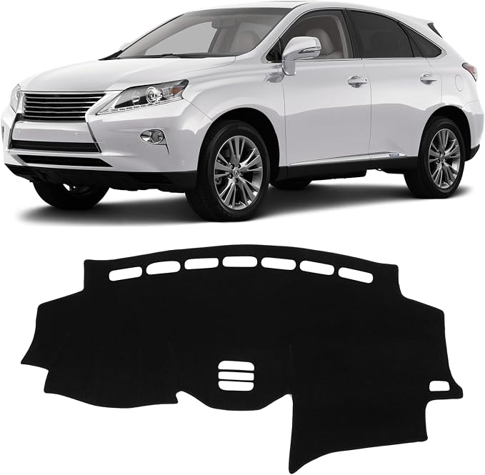 KUST Black Dash Cover Compatible with Lexus RX330 2004-2006, RX350 2007-2009, RX400h 2006-2008 Dashboard Cover Accessories for RX330 RX350 RX400h Non-Slip Polyester Center Console Sunshield Protector