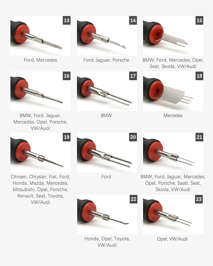 23Pcs Terminal Release Kit Universal Wire Connector Removal Pin Release Tool Electrical Connector Tool Set for Most Domestic and Imported Vehicles