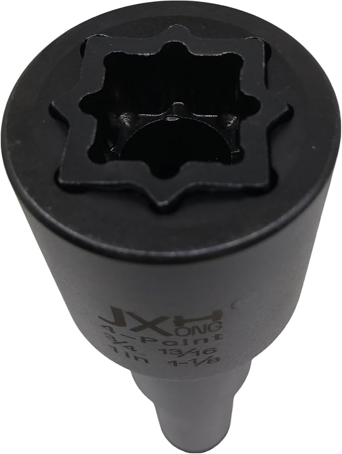 4-Point Square Impact Socket,1/2 drive， 4 in 1 Coaxial Spring Loaded Socket: 3/4", 13/16", 1", 1-1/8", Heat Treated Cr-Mo Alloy Steel
