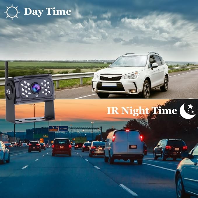 7 inch Wireless Backup Camera System Digital Signal HD 1080P Rear View Monitor Kit, IP69 Waterproof Night Vision Reverse Back up Camera for Truck Car RV Trailer Camper Van Bus