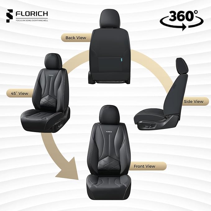 FLORICH Car Seat Covers Full Set, Leather Seat Covers for Cars, Waterproof Car Seat Protectors 5 Seats, Front and Rear Seat Covers for Cars, Automotive Seat Protector Fit for Most Car SUV Truck