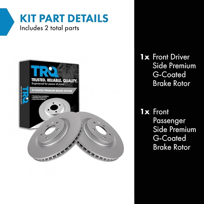 TRQ Front Brake Rotor Set G Coated Vented Compatible with 2011-2014 Ford Mustang