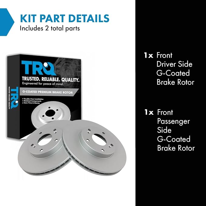 TRQ Front Brake Rotor Set G Coated Vented Compatible with 2013-2015 Acura ILX 1998-2017 Honda Accord 2006-2017 Civic 2016 CR-Z 2003-2011 Element 2013-2014 Fit