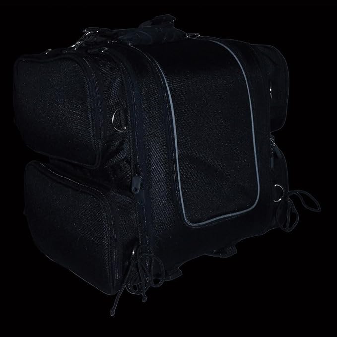 Milwaukee Leather SH681 Medium Black Textile Ultra Touring Motorcycle Sissy Bar Bag - Medium