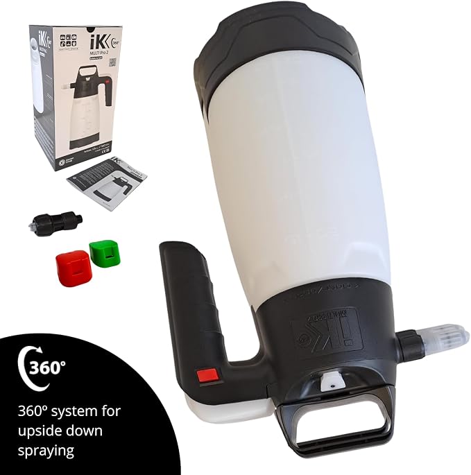 iK Multi Pro 2 360 Sprayer - Pressurized Sprayer Works Upside Down. Suitable for Alkaline, Neutral, and Acidic Liquids; Perfect for Shops, Garages, Car Detailing - 50 oz