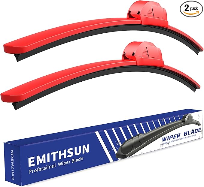 OEM QUALITY 28" + 14" Premium All-Seasons Durable Stable And Quiet Red Windshield Wiper Blades (Set of 2)