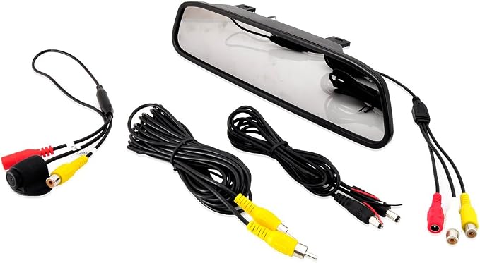 Pyle PLCM4340 Car Vehicle Rearview Backup Camera & Mirror Monitor Parking Kit, Waterproof Night Vision Cam, 4.3'' Screen, Distance Scale Lines, Night Vision