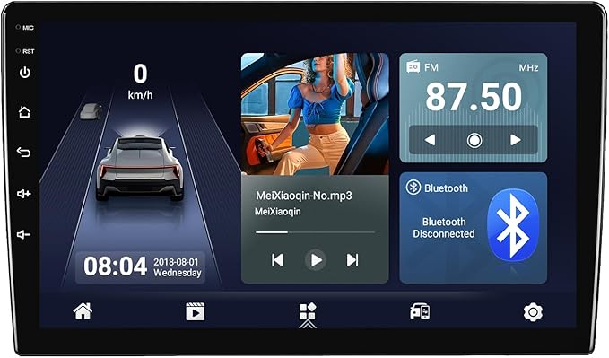1+32G Android 14 Double Din Car Stereo 9 Inch Touchscreen Radio Built-in Wireless Carplay/Android Auto/GPS/Bluetooth/FM/AUX-in/Steering Wheel Controls/Backup Camera