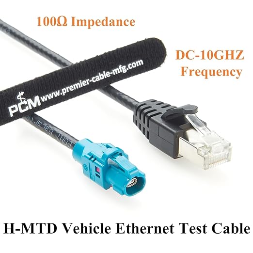 Rosenberger E6K10A-1BZZ5-Z H-MTD to RJ45 Cat6A Automotive Ethernet Cable 1Gbps 100/1000BASE-T1 Shielded Harness for ADAS, Infotainment, Car Camera, GPS Navigation, Vehicle Diagnostics(1M/3.28FT)