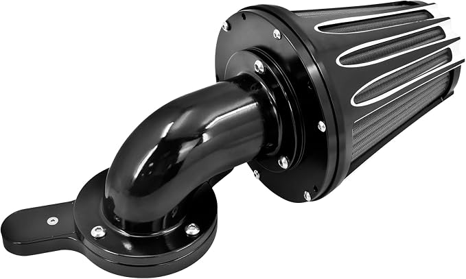 Motorcyle Air Cleaner Filter CNC 90° Forward-Facing Kit Fit for Harley Softail Touring Trike Sportster XL Dyna (Black Housing Grey Element, B For Touring 00-07,Softail 00-15,Dyna 00-17)