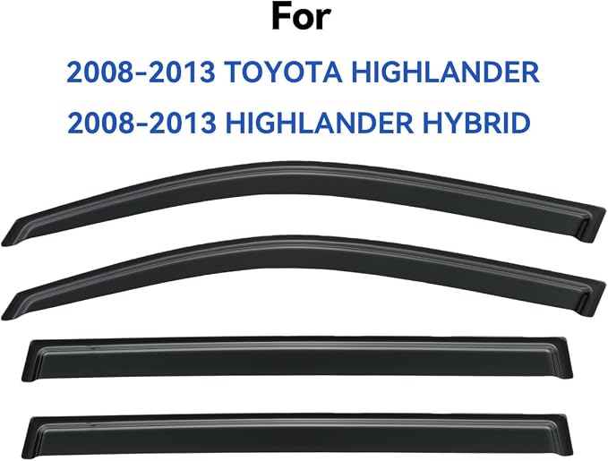 Window Visors Rain Guards Shield for 2008-2013 Toyota Highlander, Out-Channel Window Vent Wind Deflectors Visors Shades for 08-13 Highlander Hybrid