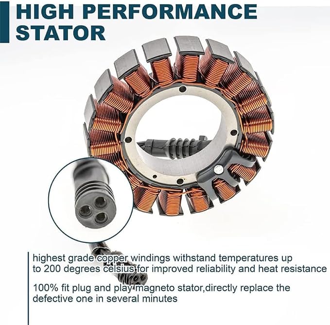 Replace 29987-06 YINNCKE Magneto Ignition Stator Fits for Harley Davidson CVO Road King Street Glide Touring Glide 2006-2014 2998706 29987-06A 2998706A 29987-06B 2998706B 29987-06D 2998706D