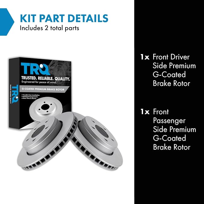TRQ Front Brake Rotor Set G Coated Vented Compatible with 2007-2011 Dodge Nitro 2008-2012 Jeep Liberty