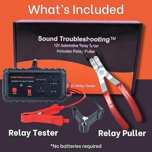 Automotive Relay Tester with Relay Puller - 12V Auto Relay Diagnostic Tool, Car Relay Tester with Battery Clips, Relay Testing Kit, Electrical Systems Tool | Patented