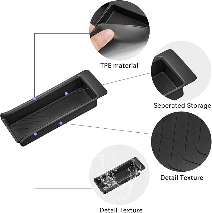 smabee 2nd Row Armrest Storage Box Compatible with Honda Pilot 2023 2024 2025 2026 Console Tray TPE Accessories Interior Storage Box Tray Insert Black