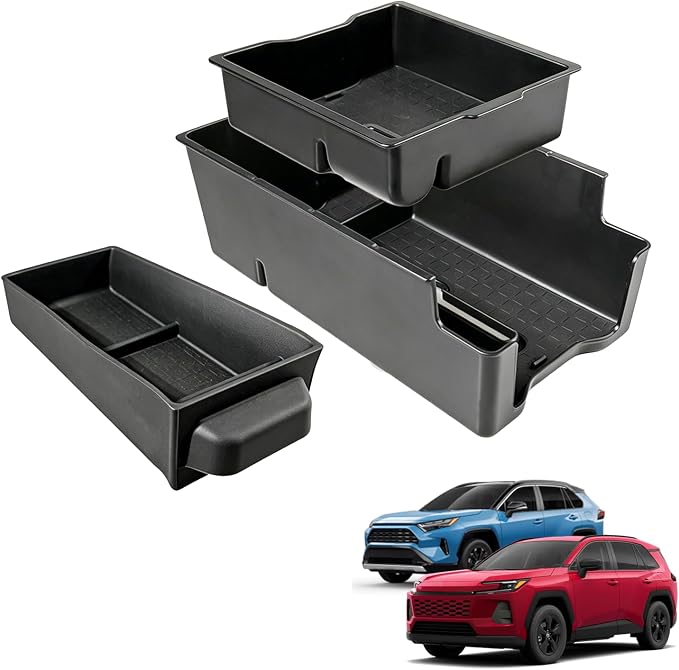 2pack 2026 Toyot a RAV4 Center Console Organizer Tray for 2026 Toyot a RAV4 XSE LE SE XLE Premium Woodland Console Tray & Silicone Drawer Tray for 2026 RAV4 Accessories Double Layer(NOT FOR Limited)