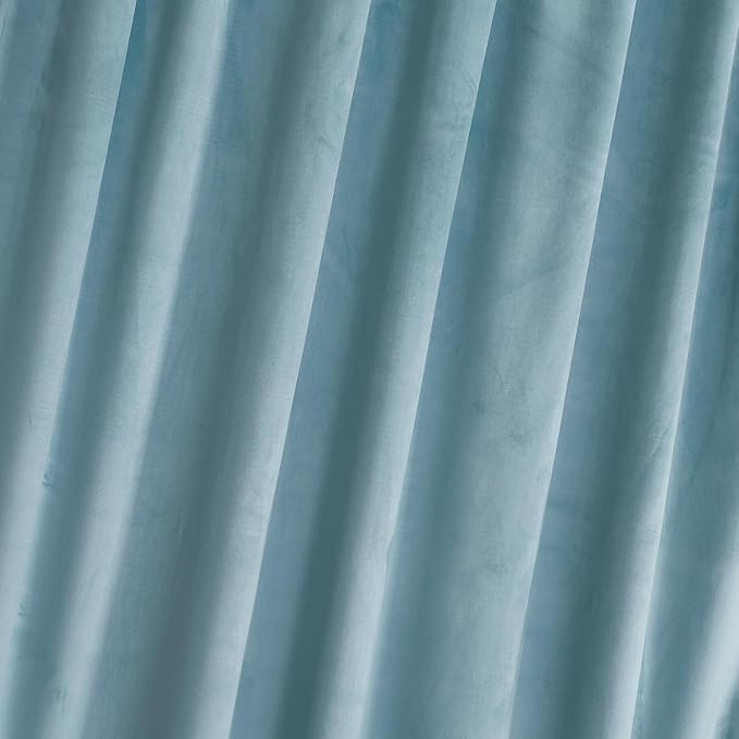 Roslynwood Luxury Soft Eggshell Blue Velvet Curtains 90 inches Long Back Tab Thermal Insulated Blackout Window Drapes for Living Room/Bedroom/Dining Room, W52 x L90, 2 Panels