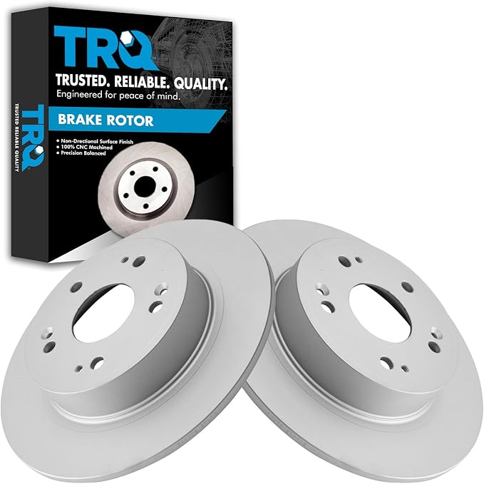 TRQ Rear Brake Rotor Set G Coated Solid Compatible with 2016-2022 Acura ILX 2009-2014 TSX 2005-2024 Honda Accord 2016-2022 HR-V 2015 Civic