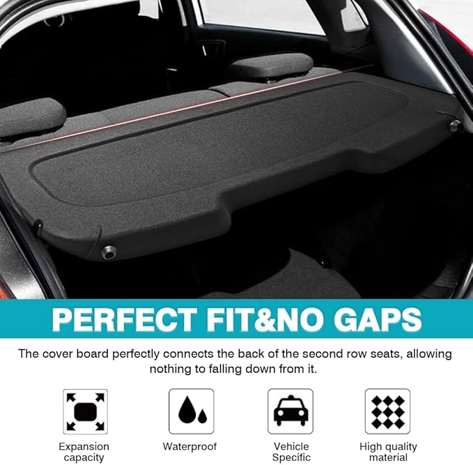 Powerty Cargo Cover for 2011-2019 Ford Fiesta Hatchback Accessories,Trunk Cover Security Shield Shade Cover for Fiesta,Cargo Luggage Cover No Gap (Can Withstand Load)