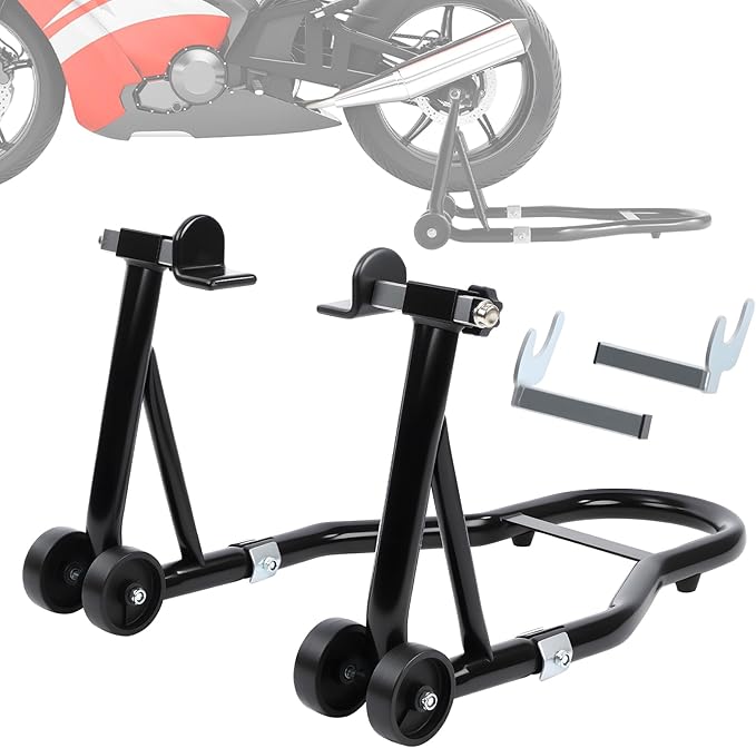 Motorcycle Rear Wheel Stand,882lbs/400kg Load Capacity Lift with U + L Fork Swingarm Spool, Heavy Duty Rear Wheel Stand Motorcycle Lift Jack Stand, fit for Suzuki Yamaha Honda Kawasaki, Black
