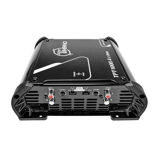Timpano TPT-1000.4 Compact 4 Channel Car Audio Amplifier – 4 x 260 Watts at 2 Ohms – High Power Stereo 12 Volts Full Range Class D Amp Bridgeable