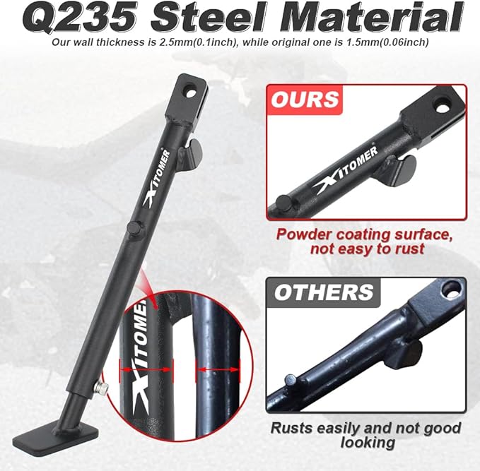 Xitomer 0-3'' Adjustable Kickstand Compatible with DRZ400S DRZ400SM 1999-2024 Motorcycle Side Stand Foot Side Support