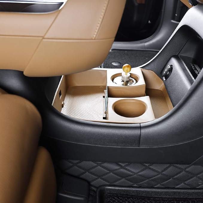Compatible with 2026 Hyundai Palisade Center Console Organizer Compatible with Hyundai Palisade 2026 Accessories Console Tray, Console Armrest Stoage Box Cup Holder (7-Seat)-Brown