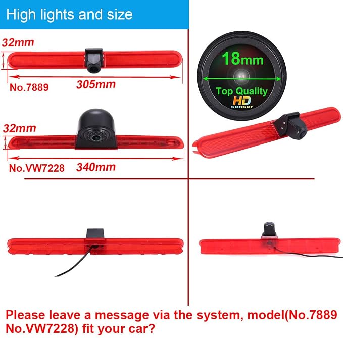 HD 1280x720 Pixels 1000 TV Lines 3rd Brake Light Reversing Camera Brake lamp Parking Camera for VW T5 Multivan Caravelle Hochdach T6 MIT Hochdach ab T5 Camper Lupo 6X Seat Arosa