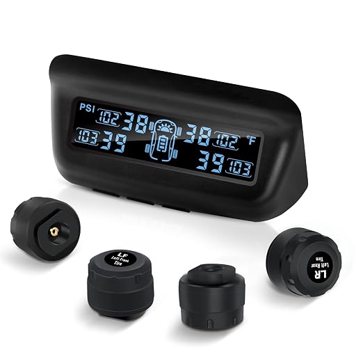 Masoll Tire Pressure Monitoring System, RV/Trailer TPMS with Solar Charging & Auto Calibration, M13 LCD Display tpms 4 sensors (0-87PSI)