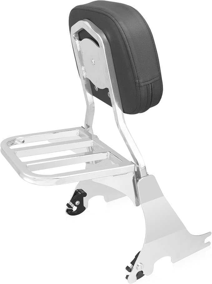 Detachable Passenger Backrest Sissy Bar with Luggage Rack and Docking Hardware Kits Fit For Harley Davidson Sportster XL 883 1200 2004-2023 (Chrome)