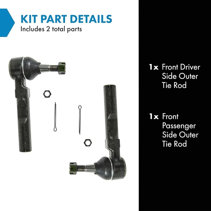 TRQ Front Outer Tie Rod Set 2 Piece Compatible with 1999-2006 Chevrolet Silverado 1500 07 Silverado 1500 Classic 99-06 GMC Sierra 1500 07 Sierra 1500 Classic