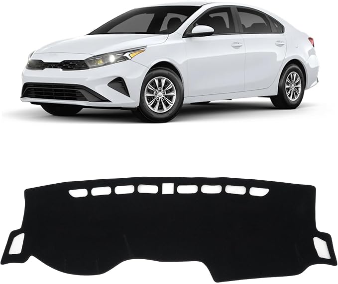KUST Black Dash Cover for Kia Forte/K3 2019 2020 2021 2022 2023 2024 (S, EX, FE, LX, LXS, GT, GT-Line) Polyester Dashboard Cover Non-Slip Custom Fit Dash Mat Windshield Sunshade Glare