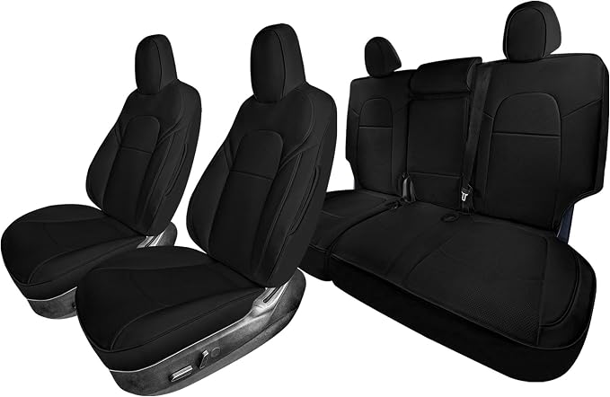 FH Group Custom Fit Car Seat Covers Specifically Made for 2020 2022 Tesla Model Y - Faux Leather, Waterproof, Airbag Compatible, Black
