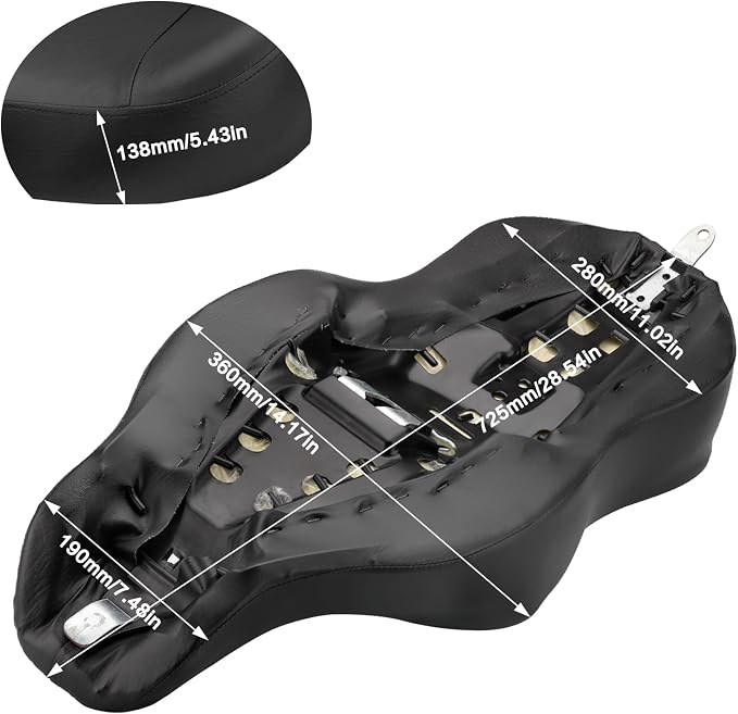 LKV Motorcycle 2-Up Driver Passenger Seats Front Driver Rear Cushion Pad Compatible with Harley Sportster Iron 883 1200 XL XR 2004-2023, Black