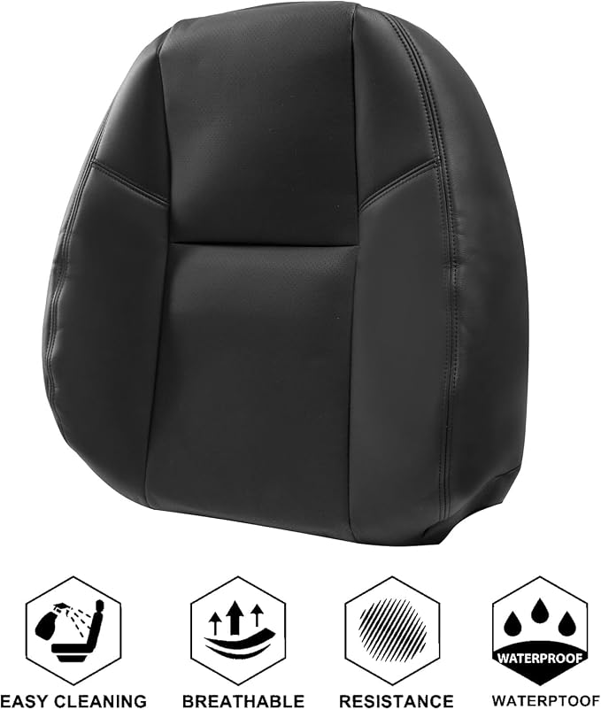 NLQR Front Both Sides Bottom & Back Replacement Seat Covers Black Perforated Microfiber Leather Compatible with Cadillac Escalade 2007 2008 2009 2010 2011 2012 2013 2014