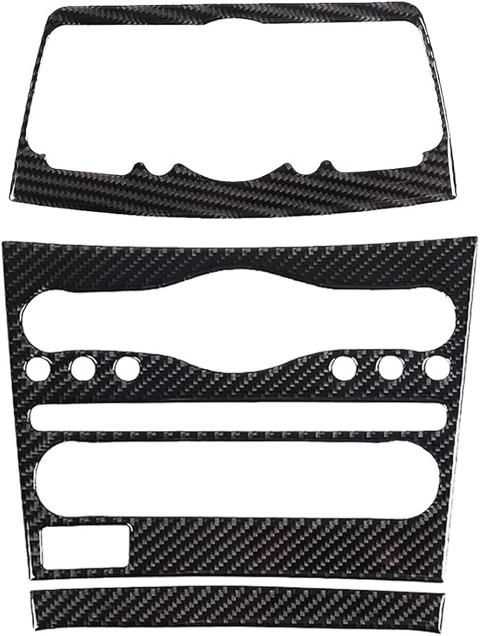 Real Soft Carbon Fiber Car Center Console Multimedia Panel/Air Conditioning Control Panel Decorative Stickers,for Infiniti G Series 2007-2013,3PCS (Black)