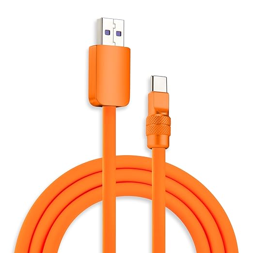 chubbycable Chubby 2.0 USB C 120W Fast Charging Cable Silicone Soft Durable USB C Cable Extra Thick Charger Cord Compatible with iPhone 17-15 Series iPad, Orange+Orange, USB-A to Type-C, 9.8FT