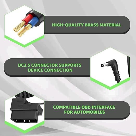 OBDII to Barrel Connector Cable for Cobra Radar Detectors OBDII to DC3.5 – Suit for Cobra RAD 480i 700i 490i 380 450 350